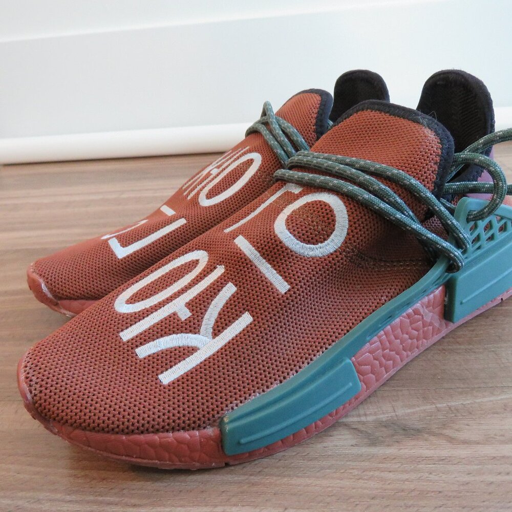 PHARRELL X ADIDAS NDM Hu Human Race Chocolate Sneaker Shoes - Men's Size US 7.5 - Picture 9 of 15